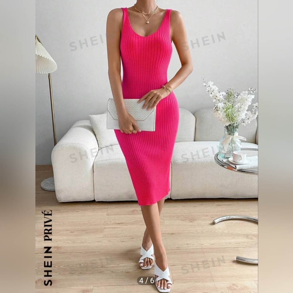 Shein Privé Split Thigh Tank Sweater Dress